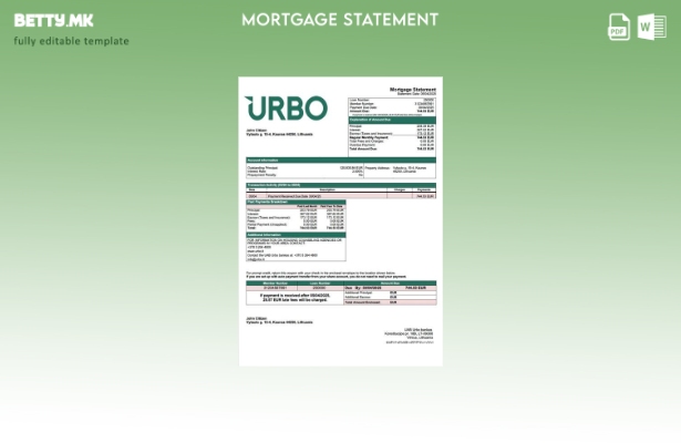 модерен стил Литванија UAB Urbo bankas за хипотека шаблон за Word и PDF